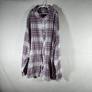 North River Outfitters Womens Size 2xl Plaid Button Down Shirt Red Gray New
